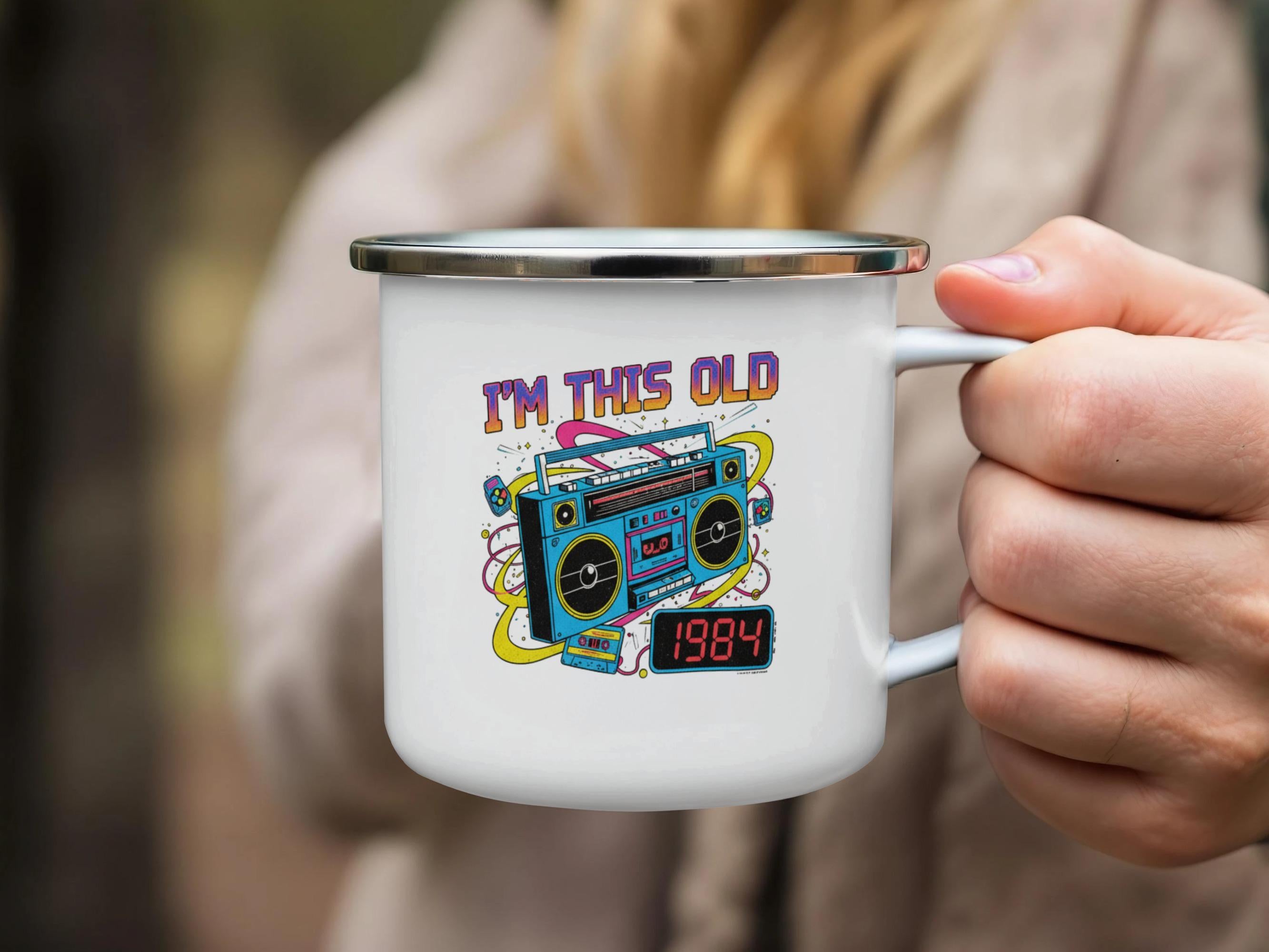 Retro Boombox Mug, I'm This Old 1984 Mug, 80s Nostalgia Coffee Cup, Vintage Music Lover Gift, Funny 1980s Throwback Decor