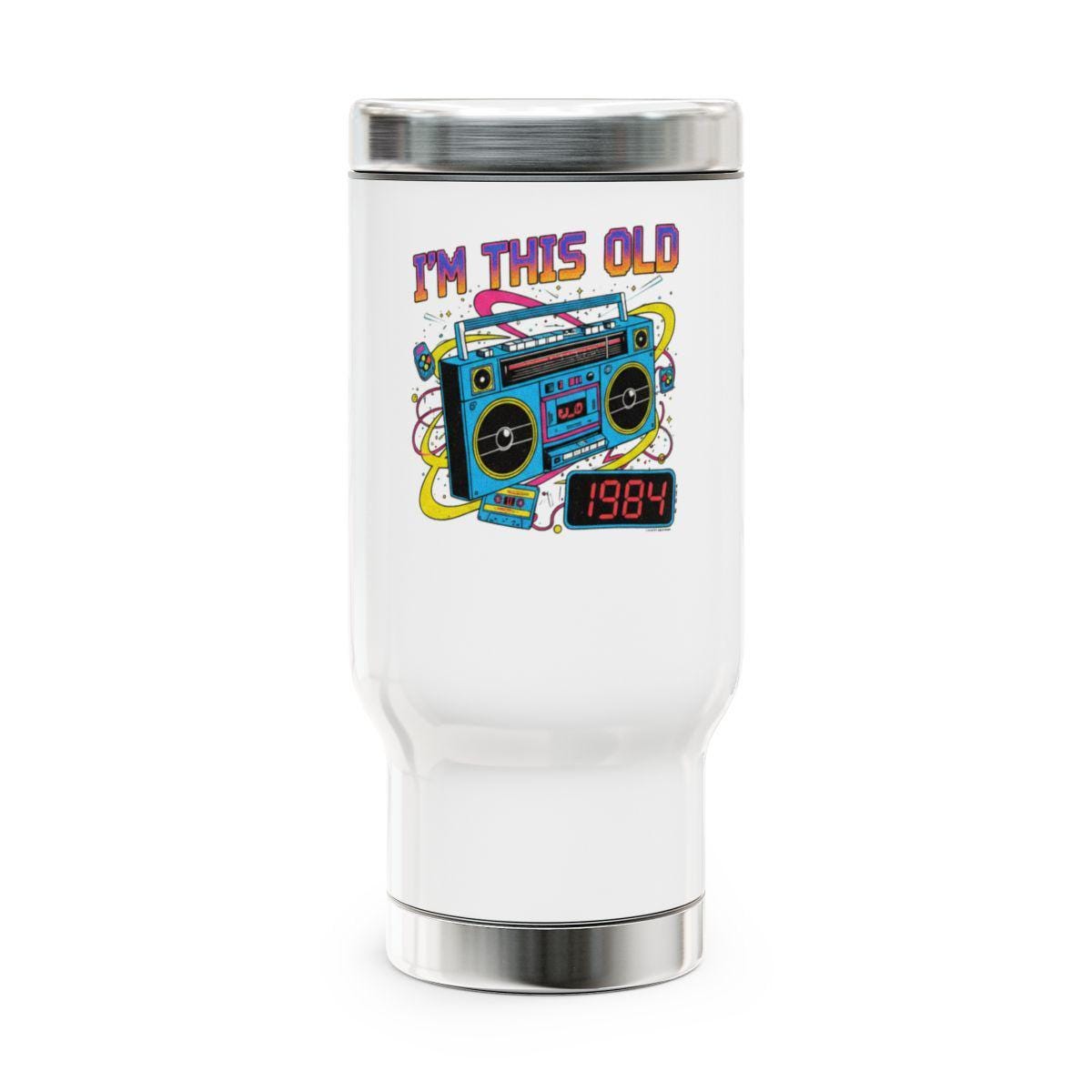 Retro Boombox Tumbler, I'm This Old 1984, Funny Vintage Design, Nostalgic Gift, 80s Music Lover, Unique Drinkware, Cool Travel Mug