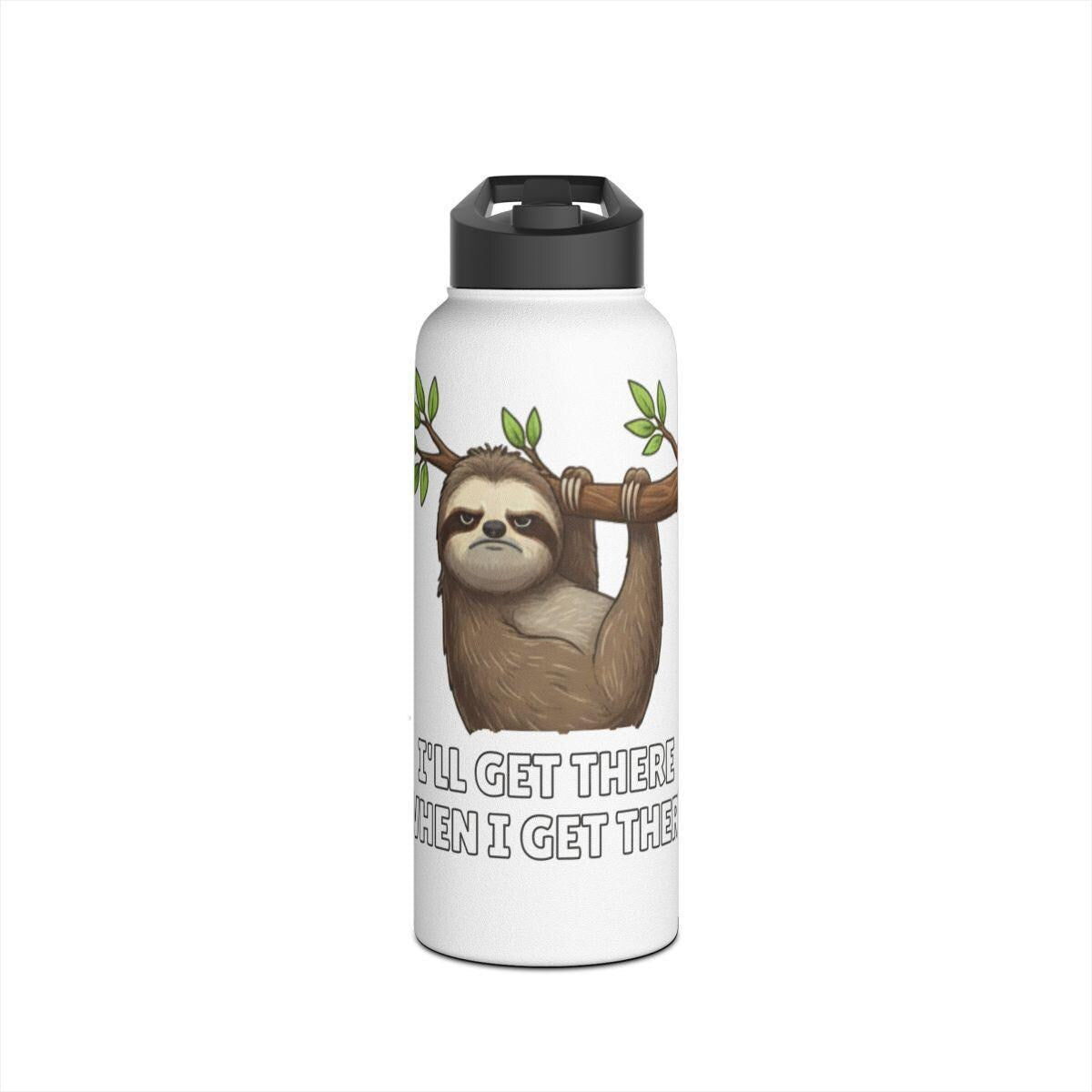 Sloth Water Bottle, Funny Sloth Gift, Cute Animal Design, Reusable Stainless Steel Water Bottle, Eco Friendly Drinkware, Water Bottle for