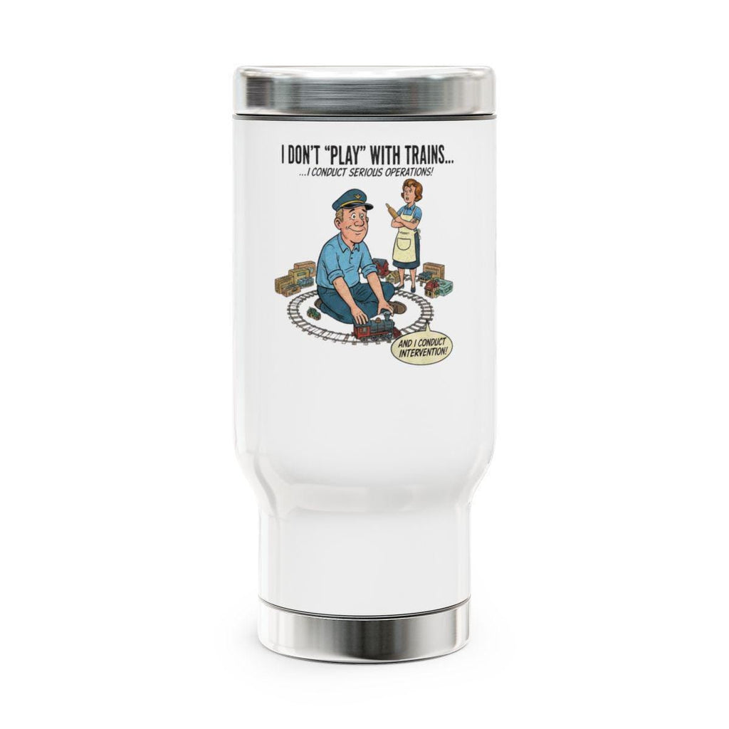 Funny Coffee Travel Mug, Gift for Train Enthusiasts, Travel Tumbler with Lid, Novelty Train Lover Mug, Commuter Mug for Him