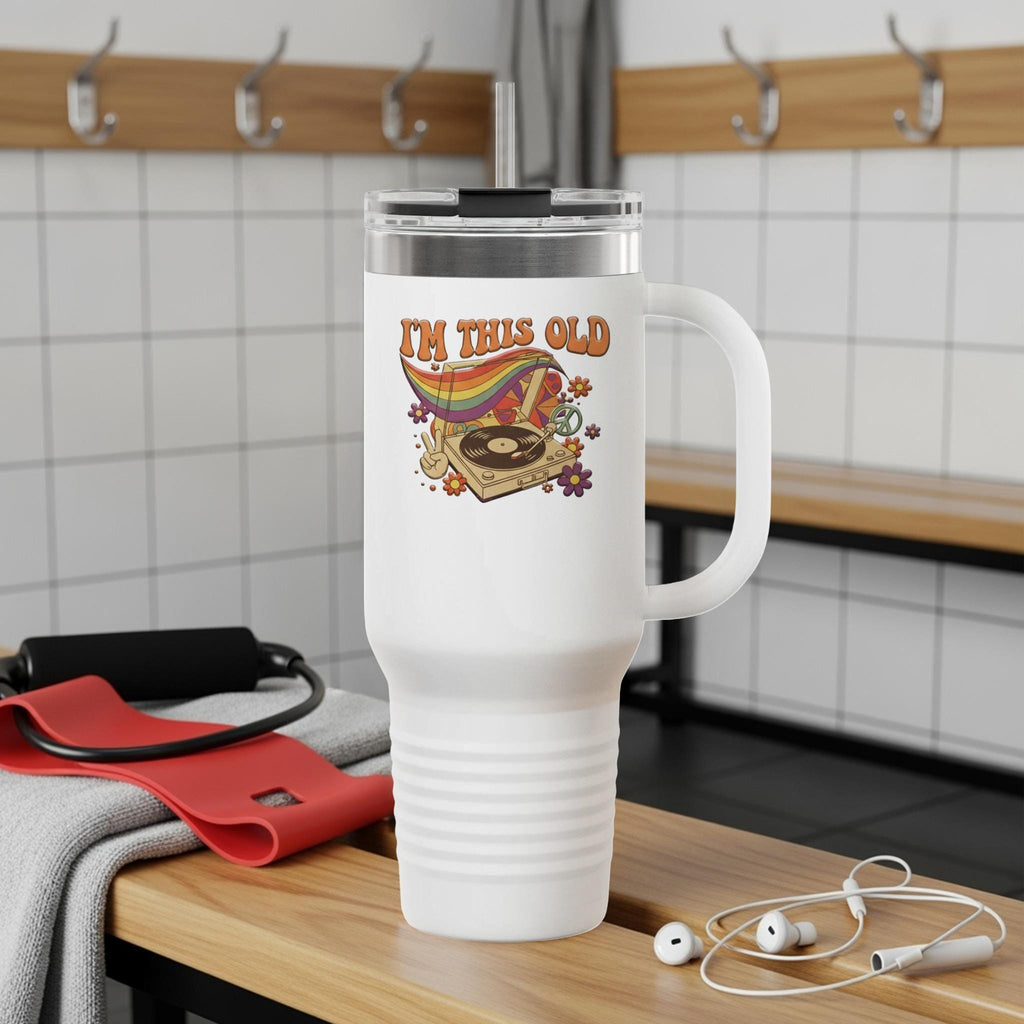 I'm This Old Travel Mug, Retro Vintage Music Lover Gift, Large Insulated Tumbler, Funny Coffee Mug, Unique Gift for Music Fans