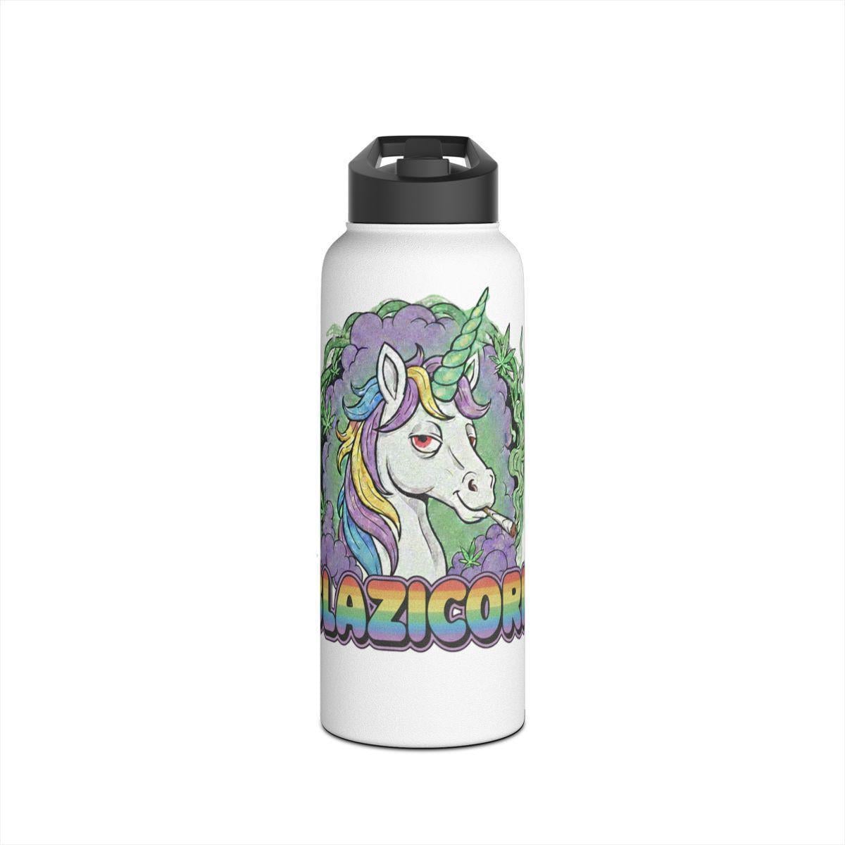 Lazy Unicorn Water Bottle, Cute Unicorn Flask, Funny Lazycorn Unicorn Gift, Colorful Unicorn Drinkware, Gifts for Unicorn Lovers