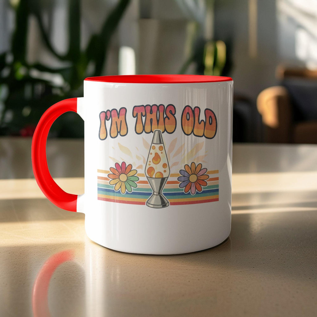 I'm This Old Mug, Retro Lava Lamp Design Mug, Vintage Inspired Coffee Cup, Fun Nostalgic Gift, Colorful Floral Artwork Mug