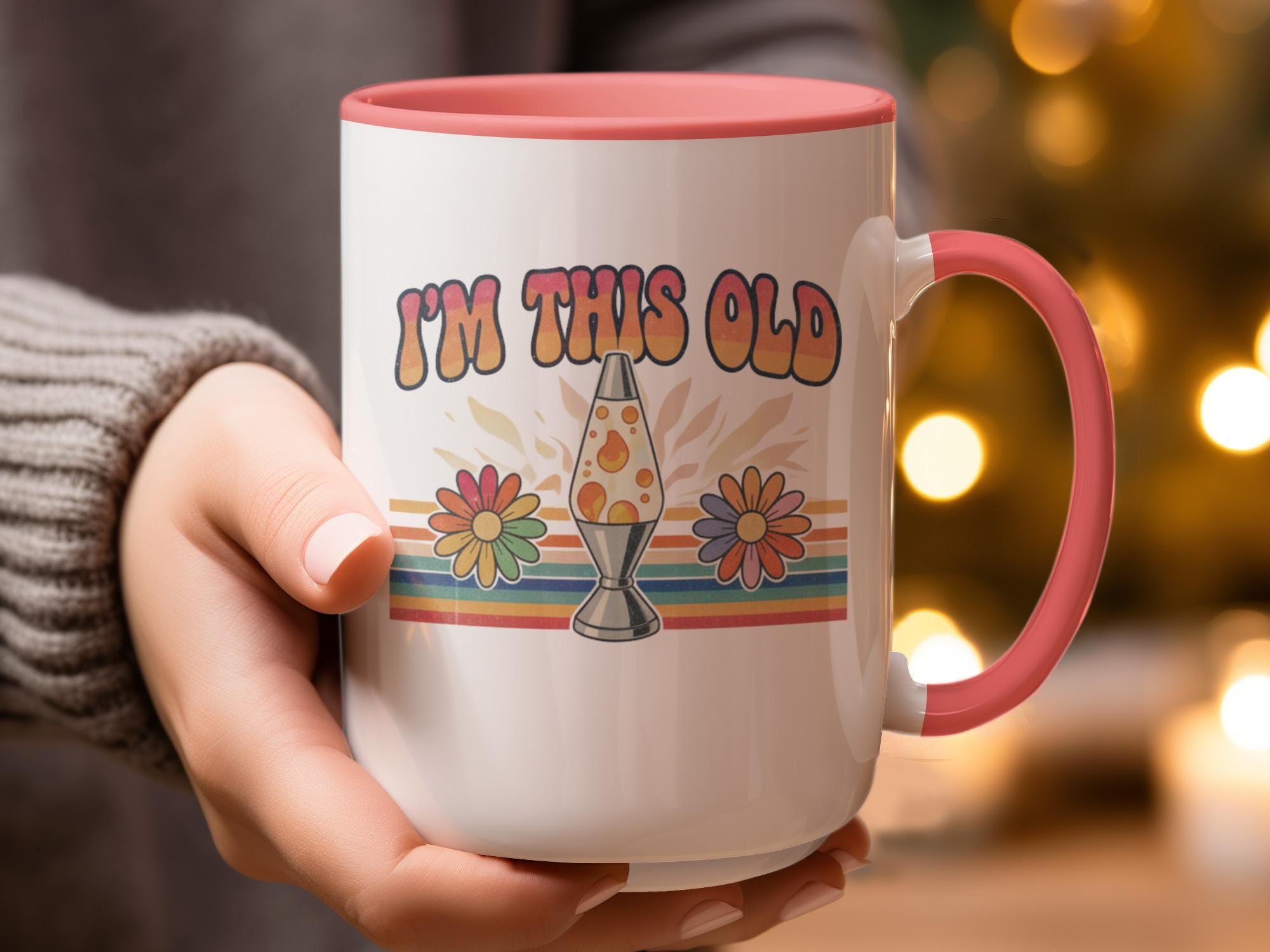 Funny I'm This Old Mug, Retro Lava Lamp Design, Vintage Coffee Cup, Nostalgic Gift Idea, Groovy Throwback, Colorful Floral Decor