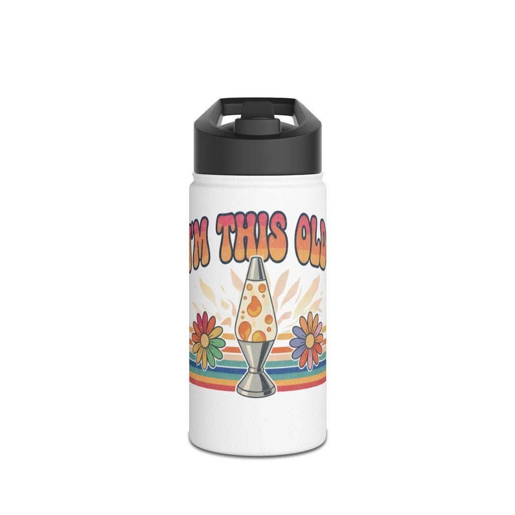 Retro Lava Lamp Design Water Bottle, Vintage Groovy Flower Power Sticker, Cool Hydration Flask for Kids and Adults