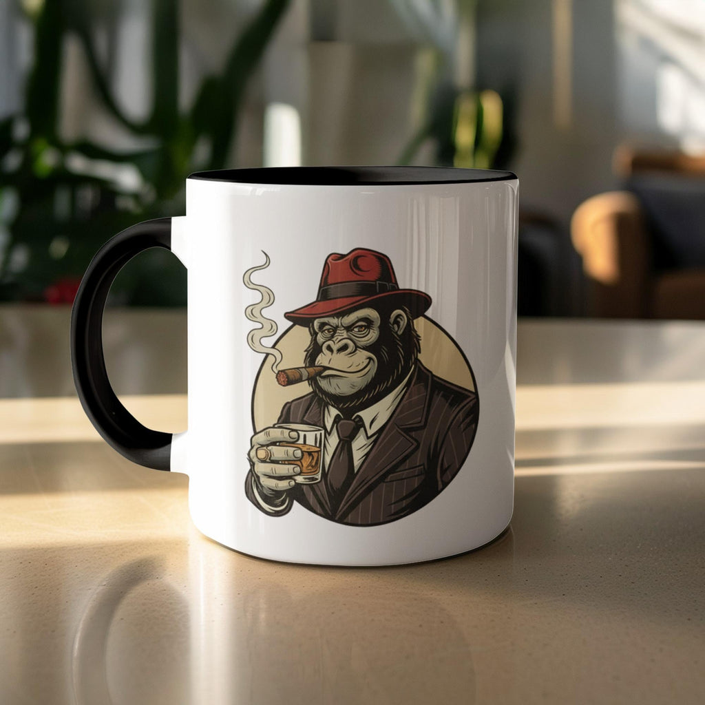 Funny Gorilla Mug, Retro Style Coffee Cup, Animal Lover Gift, Unique Vintage Design, Cool and Quirky Beverage Holder, Office Décor