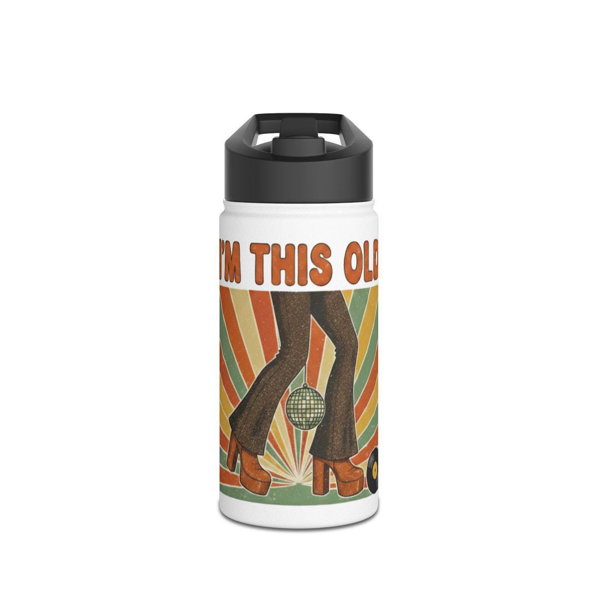 Retro I'm This Old Water Bottle, Vintage Style Insulated Bottle, Funny Birthday Gift, 70s Disco Theme Drinkware, Unique Party Accessory