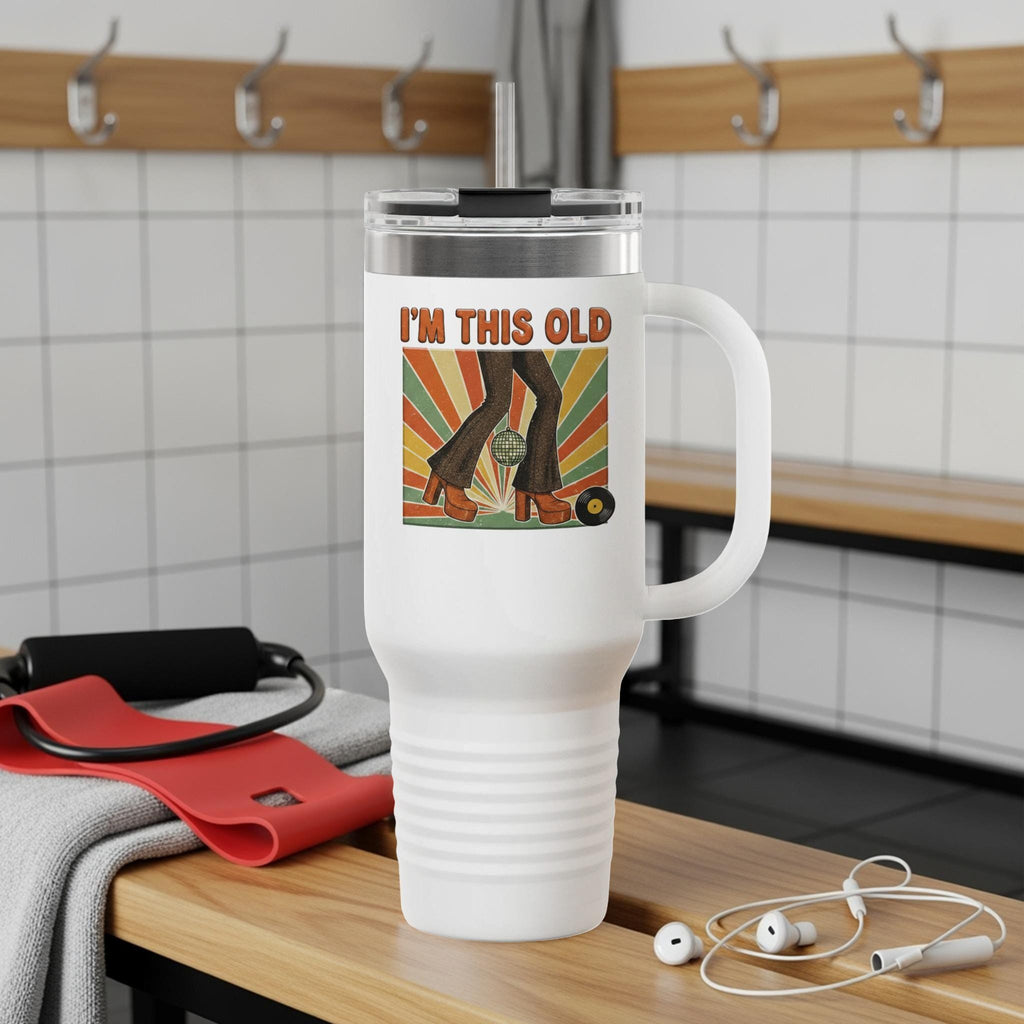 I'm This Old Tumbler, Retro Travel Mug, Vintage Style Drinking Cup, Classic Design Beverage Holder, Nostalgic Gift Idea
