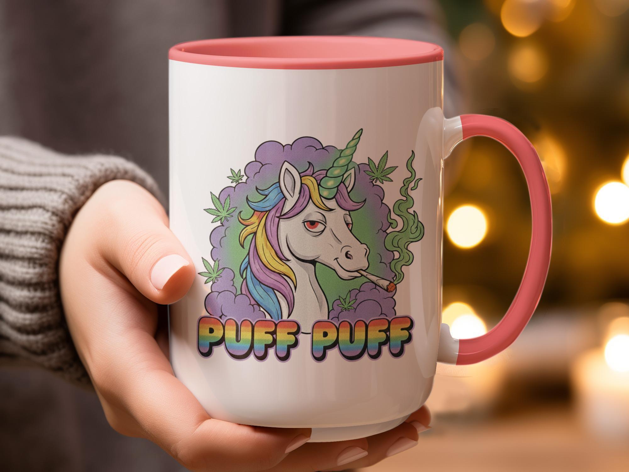 Funny Unicorn Mug, Puff Puff Magical Unicorn Smoking, Cute Rainbow Unicorn Coffee Cup, Whimsical Unicorn Gift for Friends
