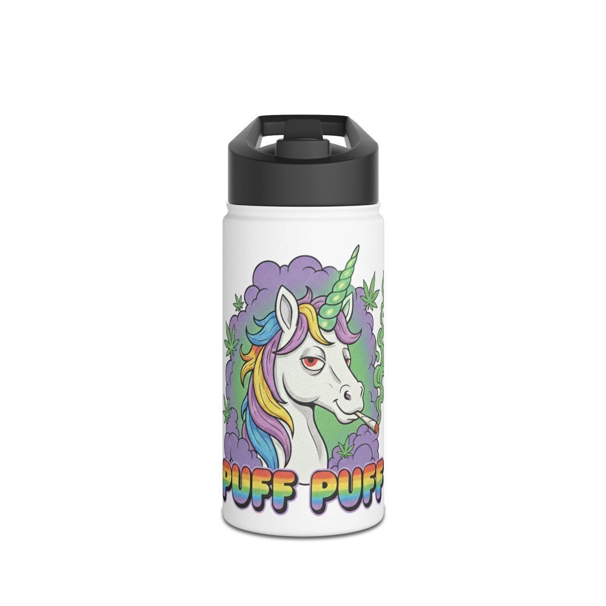 Puff Puff Unicorn Water Bottle, Insulated Unicorn Water Bottle, Funny Unicorn Design, Cute Water Bottle, Colorful Unicorn Flask