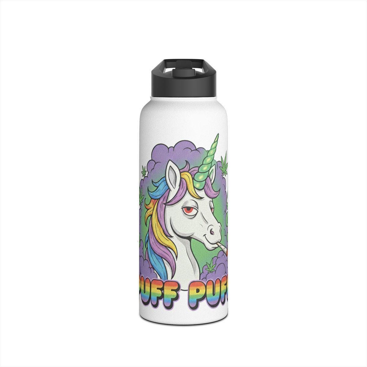 Cool Unicorn Water Bottle, Fun Unicorn Art Sports Flask, Puff Puff Magic Unicorn Bottle, Colorful Insulated Drink Bottle