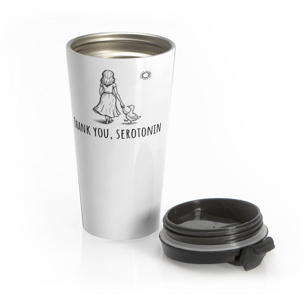 Thank You Serotonin Travel Mug, Cute Coffee Tumbler with Lid, Portable Drinkware for Coffee Lovers, Unique Gift Idea
