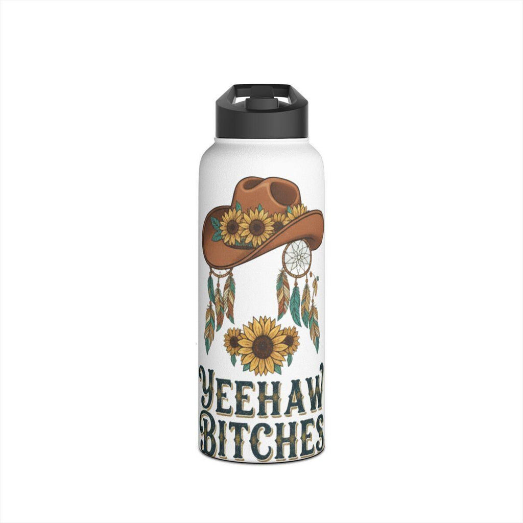 Yeehaw Bitches Cowgirl Hat Sunflower Dreamcatcher Water Bottle, Western Themed Hydration, Unique Cowgirl Gift Idea, Durable Flask