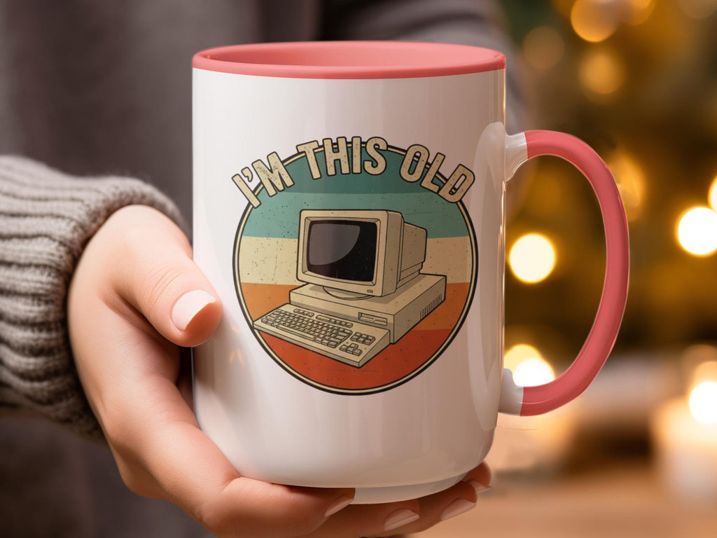 Retro Computer Mug, I'm This Old Mug, Vintage Computer Coffee Cup, Funny Nostalgic Gift, Geeky Humor Mug, Retro Gamer Gift