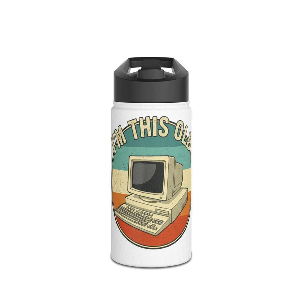 Vintage Computer Water Bottle, Retro Design Bottle, Funny I'm This Old Bottle, Perfect Gift For Tech Lovers, Unique Water Bottle