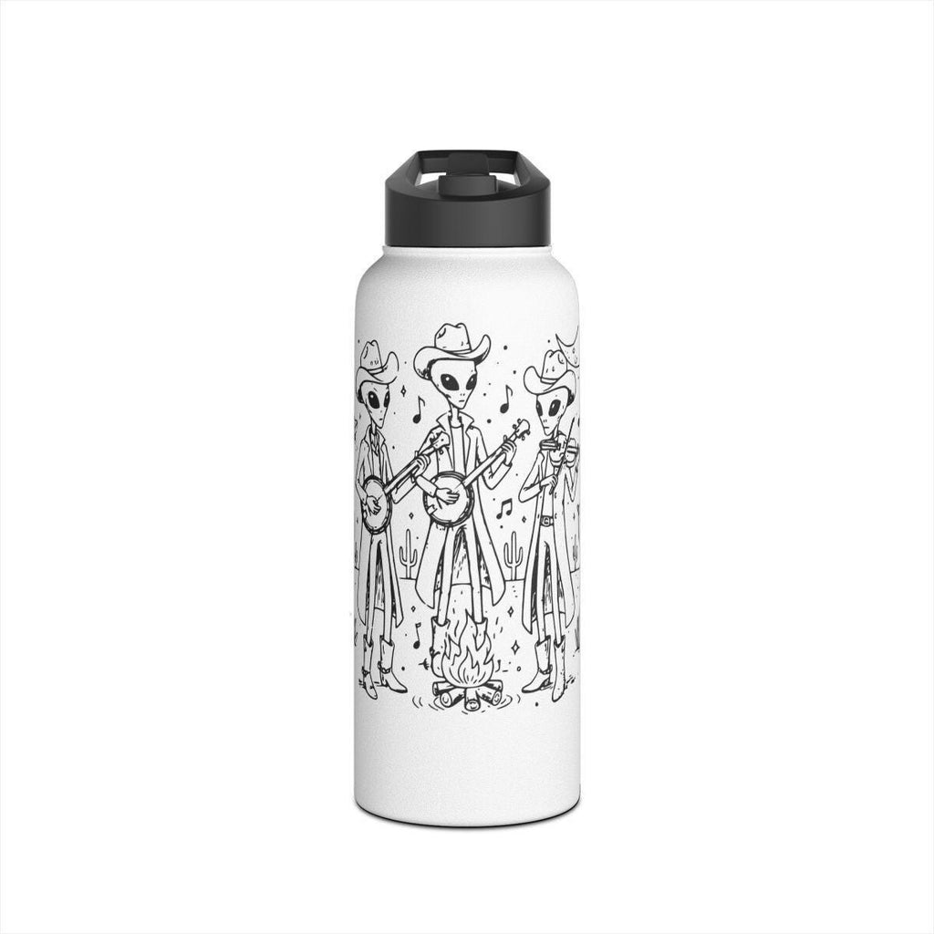 Alien Band Water Bottle, Unique Alien Art, Custom Insulated Water Bottle, Gift for Music Lovers, Fun and Funky Water Bottle