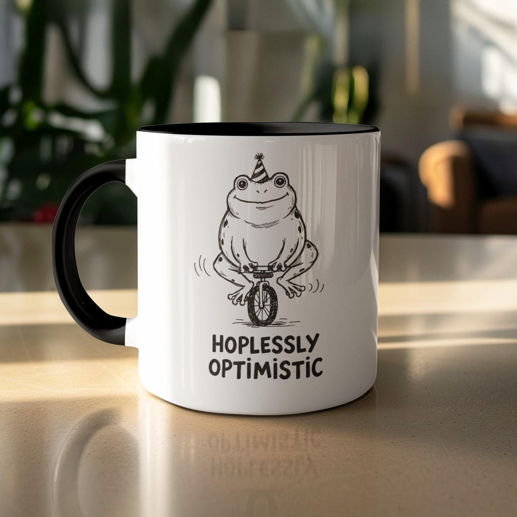 Hopelessly Optimistic Frog Mug, Funny Frog Coffee Cup, Unique Frog Lovers Gift, Cute Animal Mug for Office or Home Use