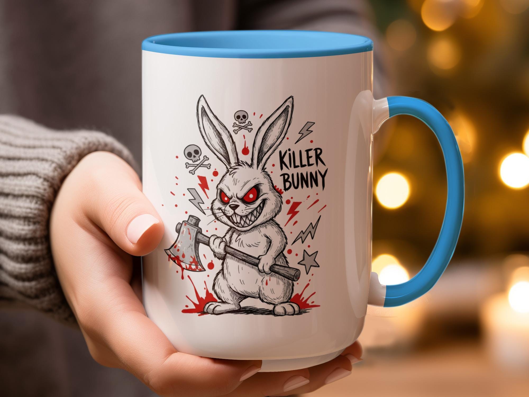 Killer Bunny Mug, Funny Rabbit Coffee Cup, Horror-Themed Gift, Unique Halloween Gift, Scary Bunny Mug, Creepy Animal Design, Spooky Cup
