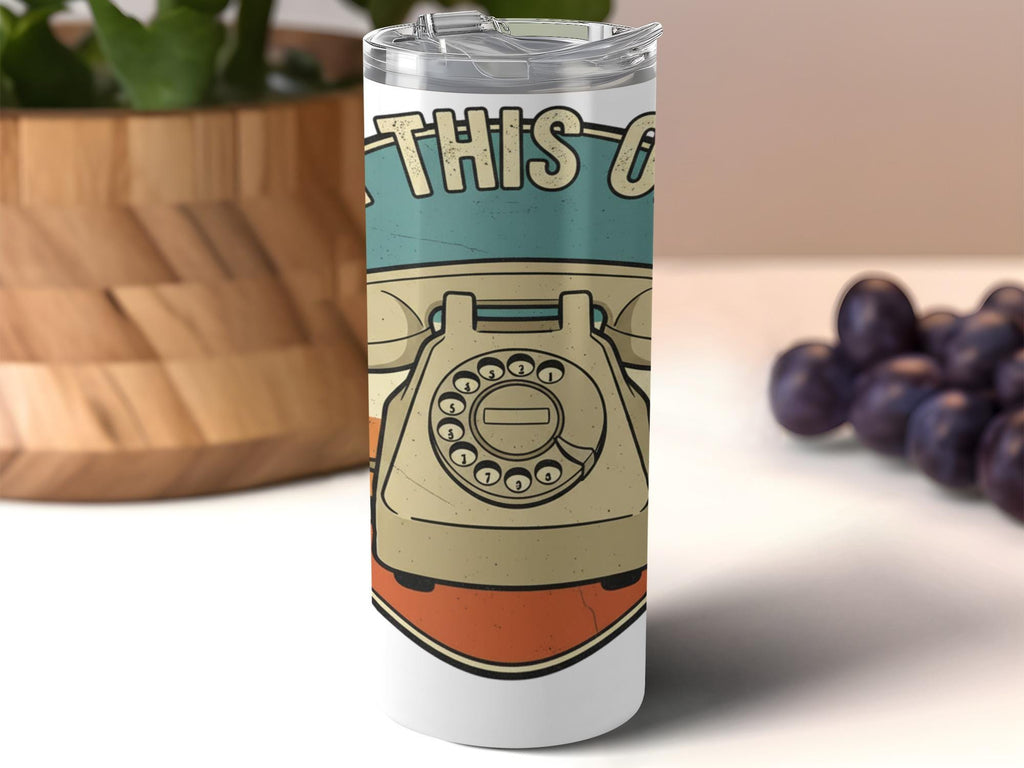 Vintage Rotary Phone Tumbler, Retro Drinkware, Phone Theme Travel Mug, Old School Office Decor, Gifts for Telecommunication Lovers