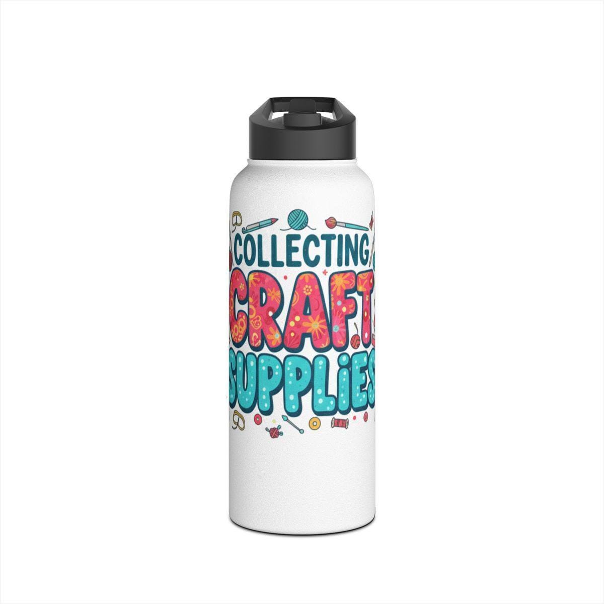 Collecting Craft Supplies Water Bottle, Crafting Enthusiast Gift, Fun Crafty Design, Perfect for Crafters, Creative Hobby Flask
