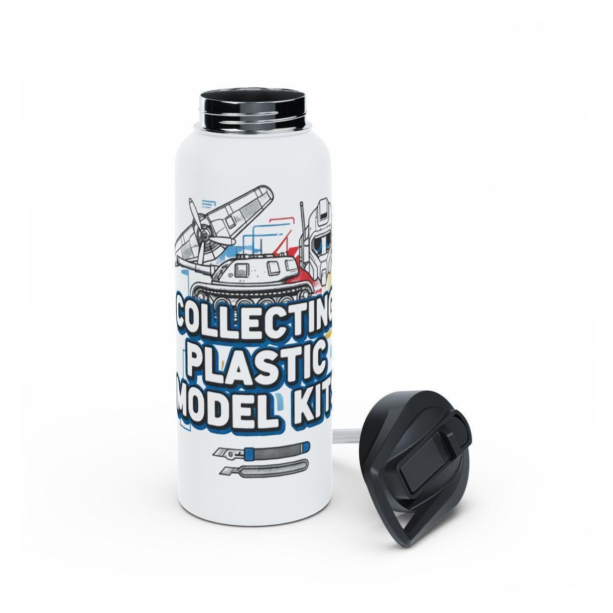 Collecting Plastic Model Kits Water Bottle, Custom Printed Travel Mug, Unique Gift for Hobbyists, Stainless Steel Flask