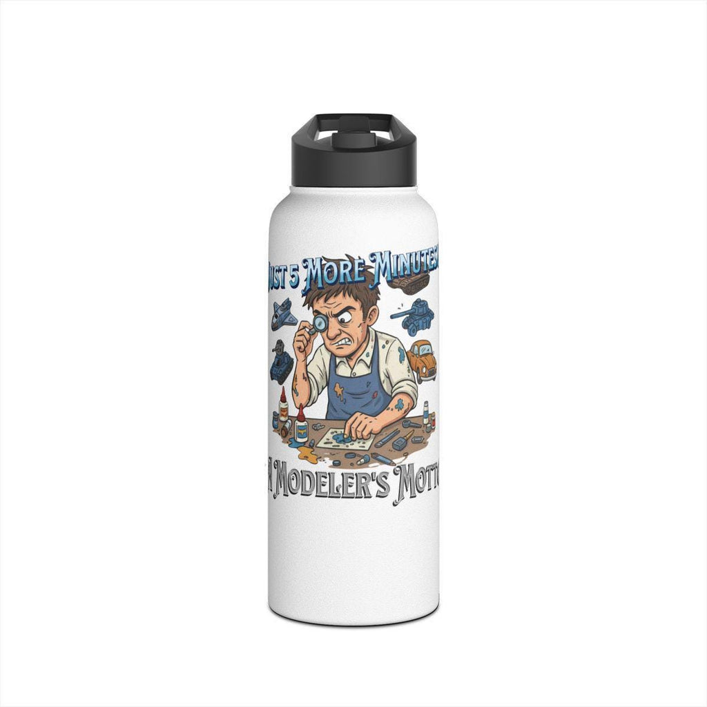 Funny Modelers Water Bottle, Just 5 More Minutes Modelers Motto, Model Building Gift, Hobby Enthusiast Flask, Hydration for Model Makers