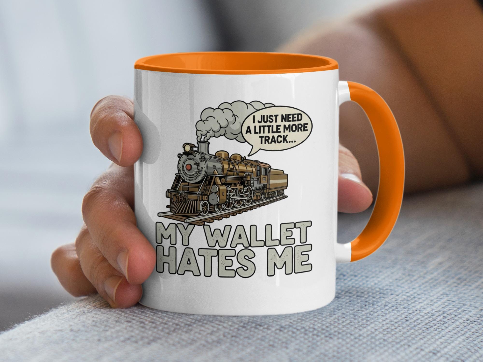 Train Mug, Train Lover Gift, More Track Mug, Funny Train Quote Mug, My Wallet Hates Me, Model Train Collector Mug, Train Hobbyist Mug