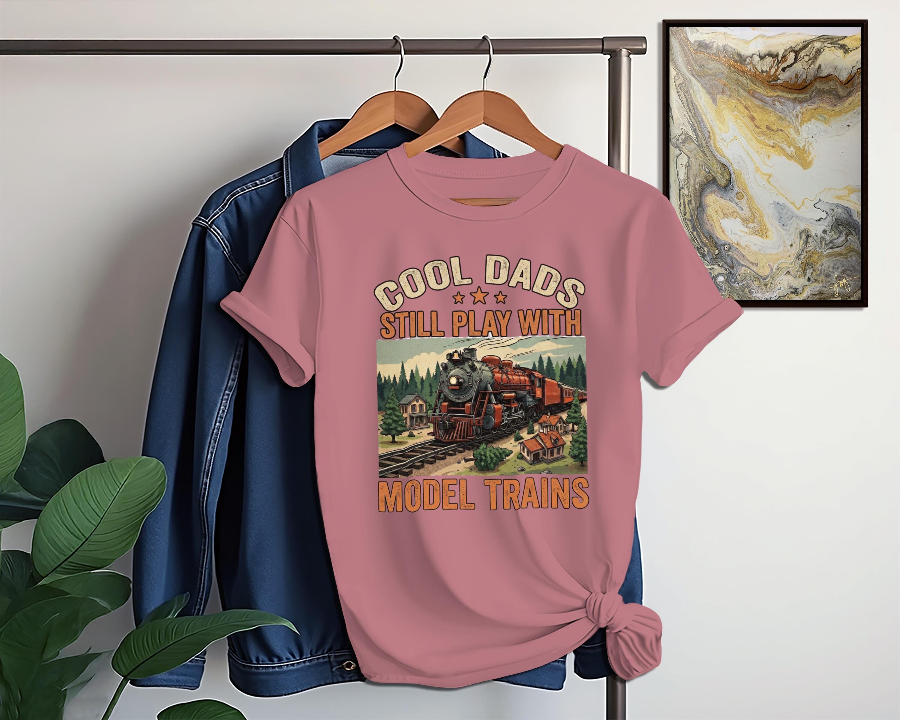 Cool Dads Model Trains T-Shirt, Train Lover Shirt, Locomotive T-Shirt, Gift for Model Train Dad, Comfort Colors Tee, Father's Day Gift