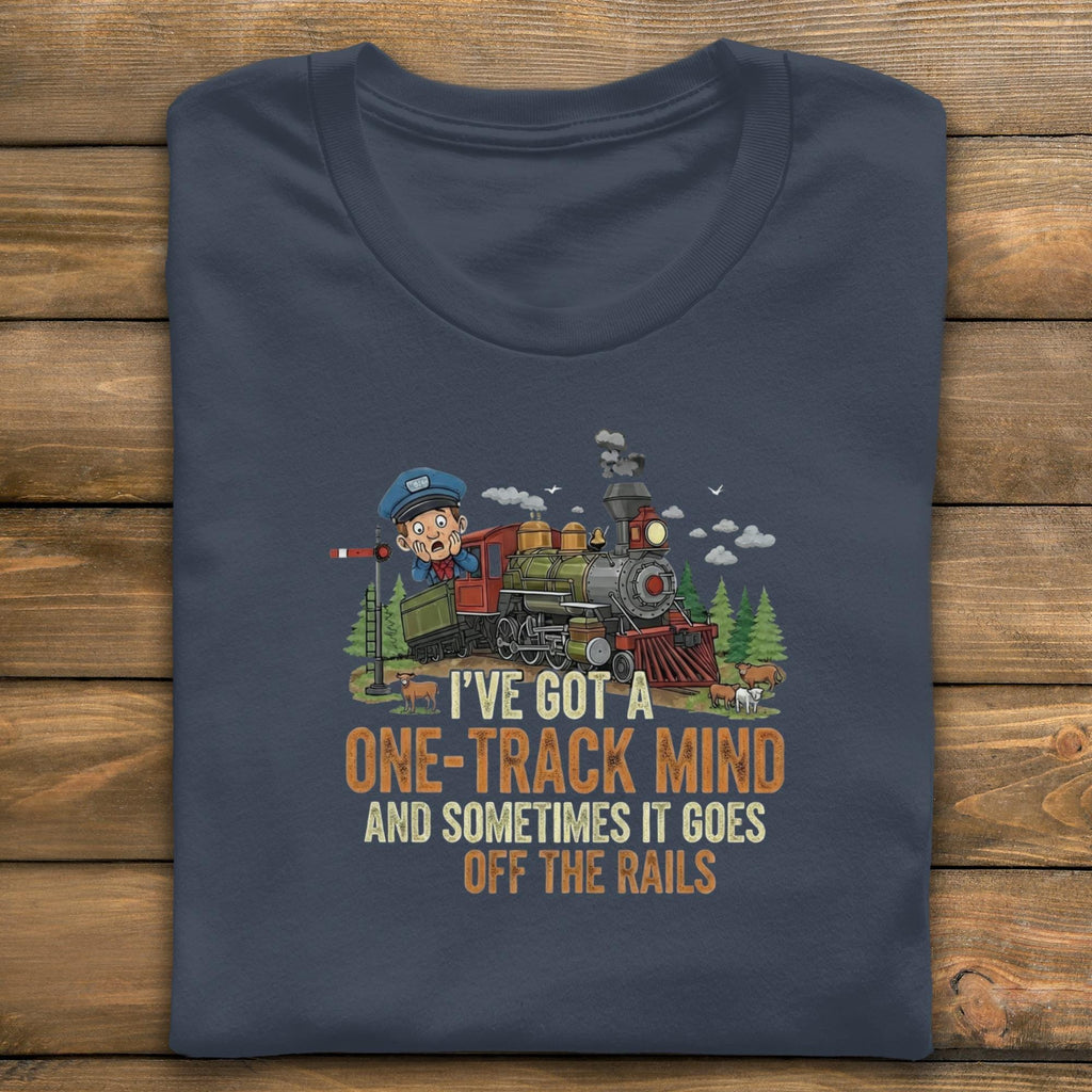 One Track Mind T-Shirt, Funny Train Tee, Railroad Humor Shirt, Comfort Colors Tee, Locomotive Gift, Steam Train Fan Shirt, Off The Rails
