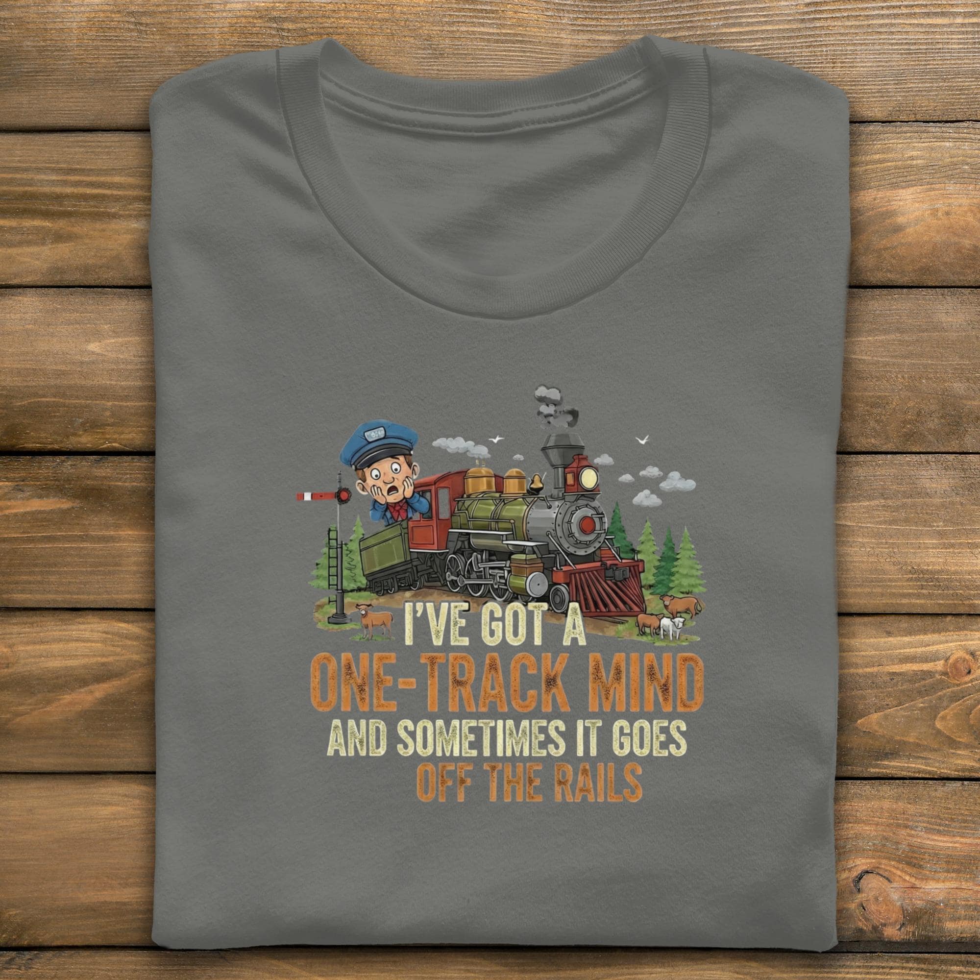 One Track Mind T-Shirt, Funny Train Tee, Railroad Humor Shirt, Comfort Colors Tee, Locomotive Gift, Steam Train Fan Shirt, Off The Rails