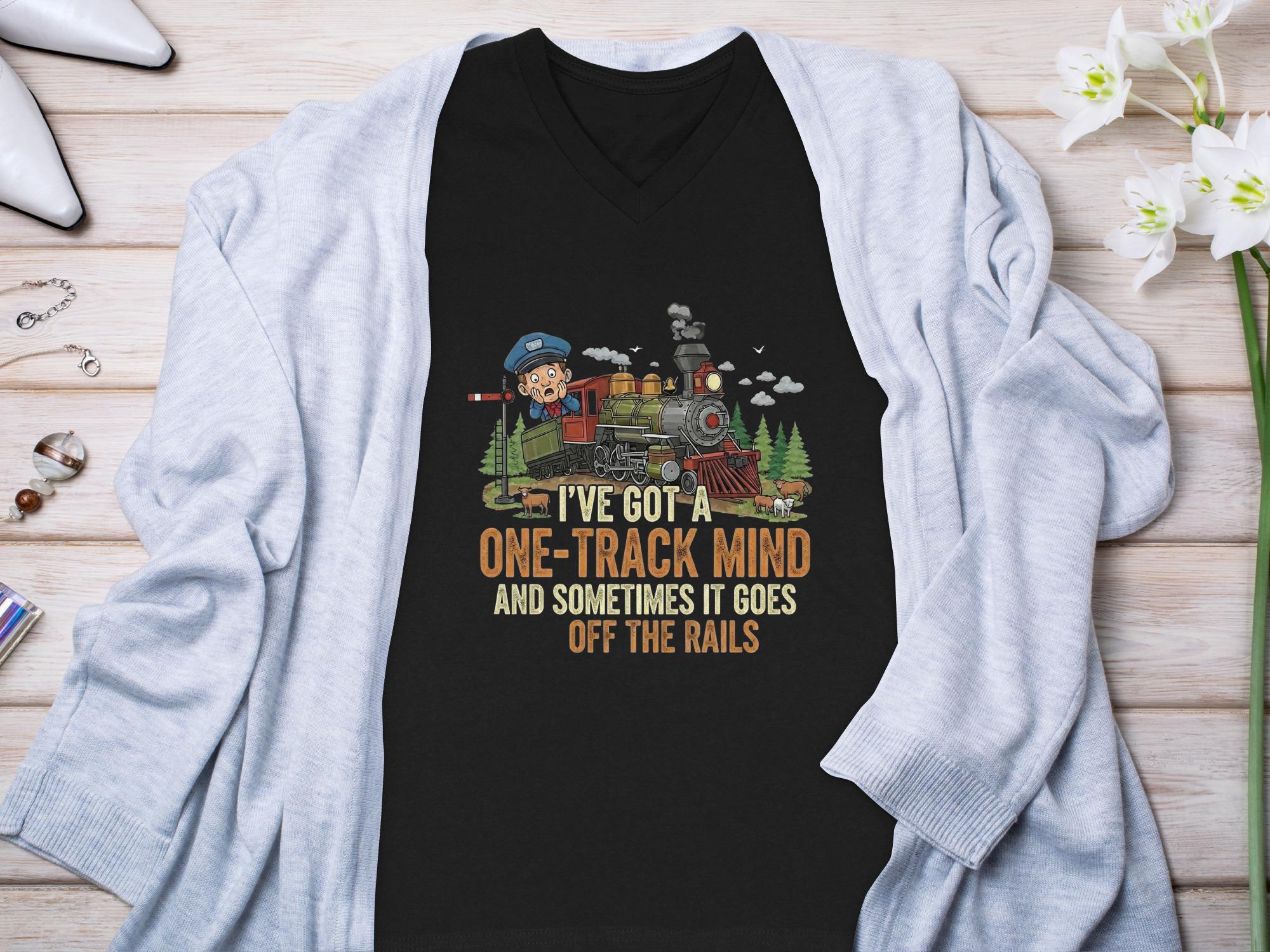 One Track Mind T-Shirt, Funny Train Tee, Railroad Humor Shirt, Comfort Colors Tee, Locomotive Gift, Steam Train Fan Shirt, Off The Rails