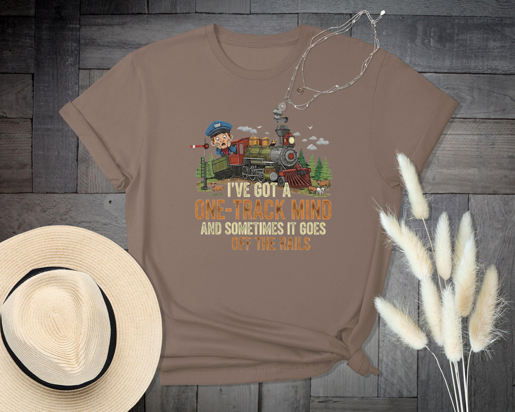 One Track Mind T-Shirt, Funny Train Tee, Railroad Humor Shirt, Comfort Colors Tee, Locomotive Gift, Steam Train Fan Shirt, Off The Rails