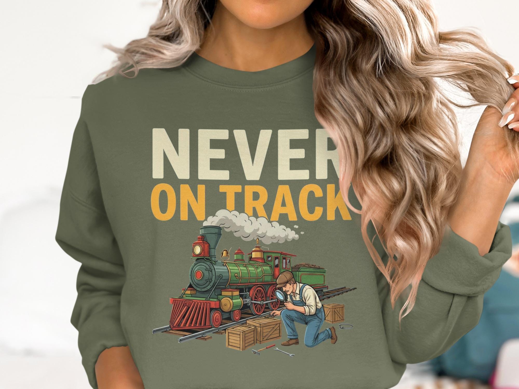 Never On Track T-Shirt, Funny Train T-Shirt, Comfort Colors Tee, Train Lover Gift, Steam Train Shirt, Railroad Humor Tee, Gift for Railfan