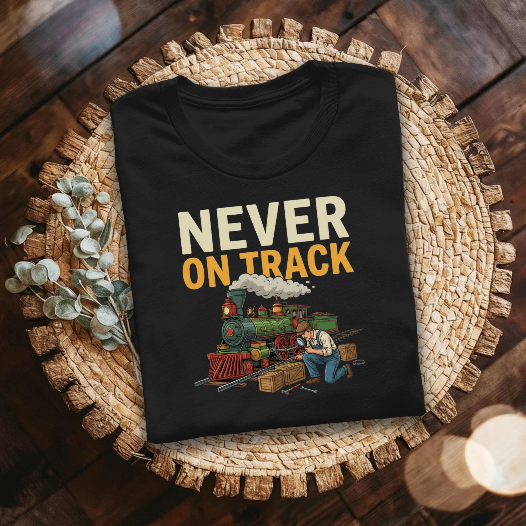 Never On Track T-Shirt, Funny Train T-Shirt, Comfort Colors Tee, Train Lover Gift, Steam Train Shirt, Railroad Humor Tee, Gift for Railfan