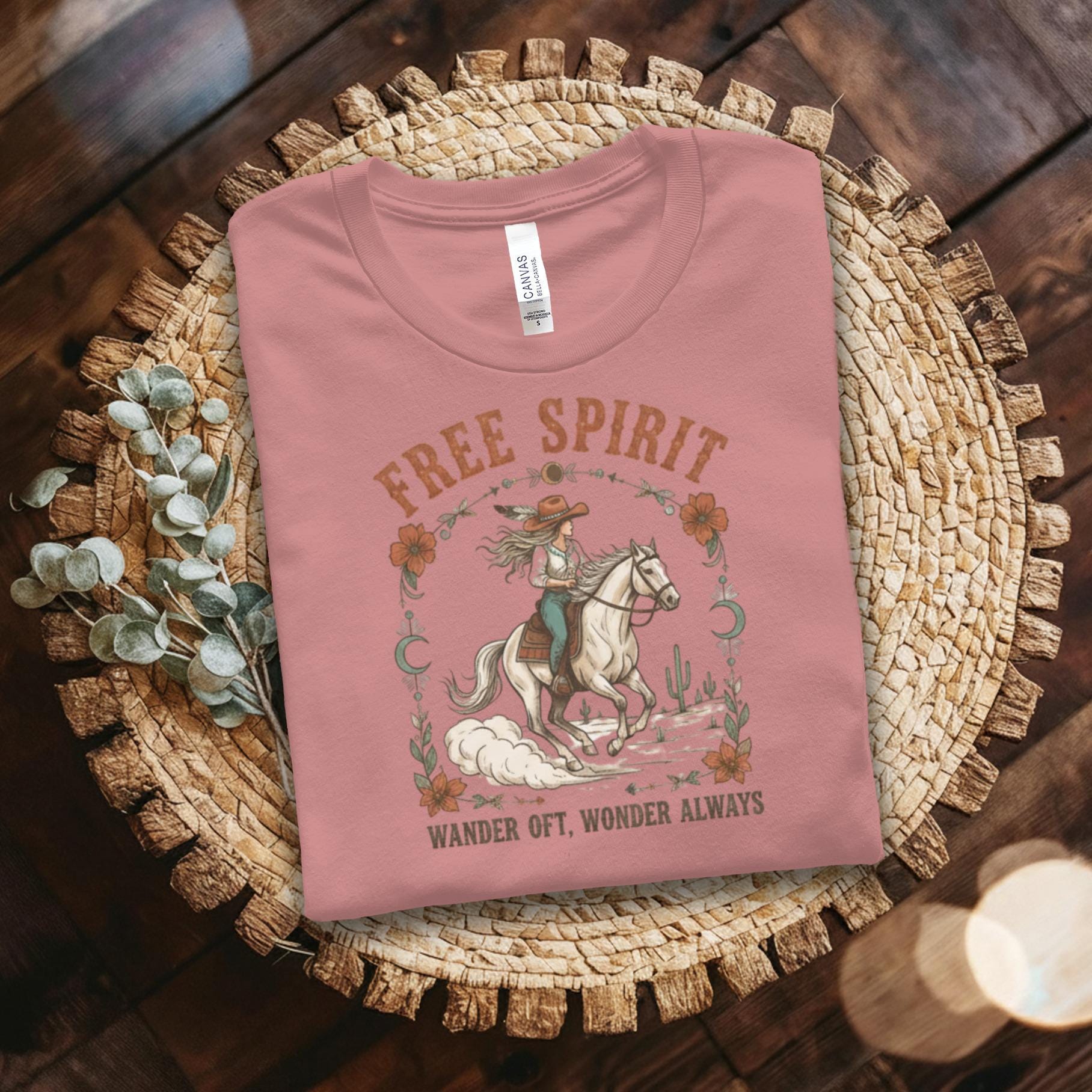 Free Spirit Shirt, Wander Off Wonder Always Tee, Boho Western Graphic Top, Trendy Cowgirl T-Shirt, Womens Cute Casual Outfit