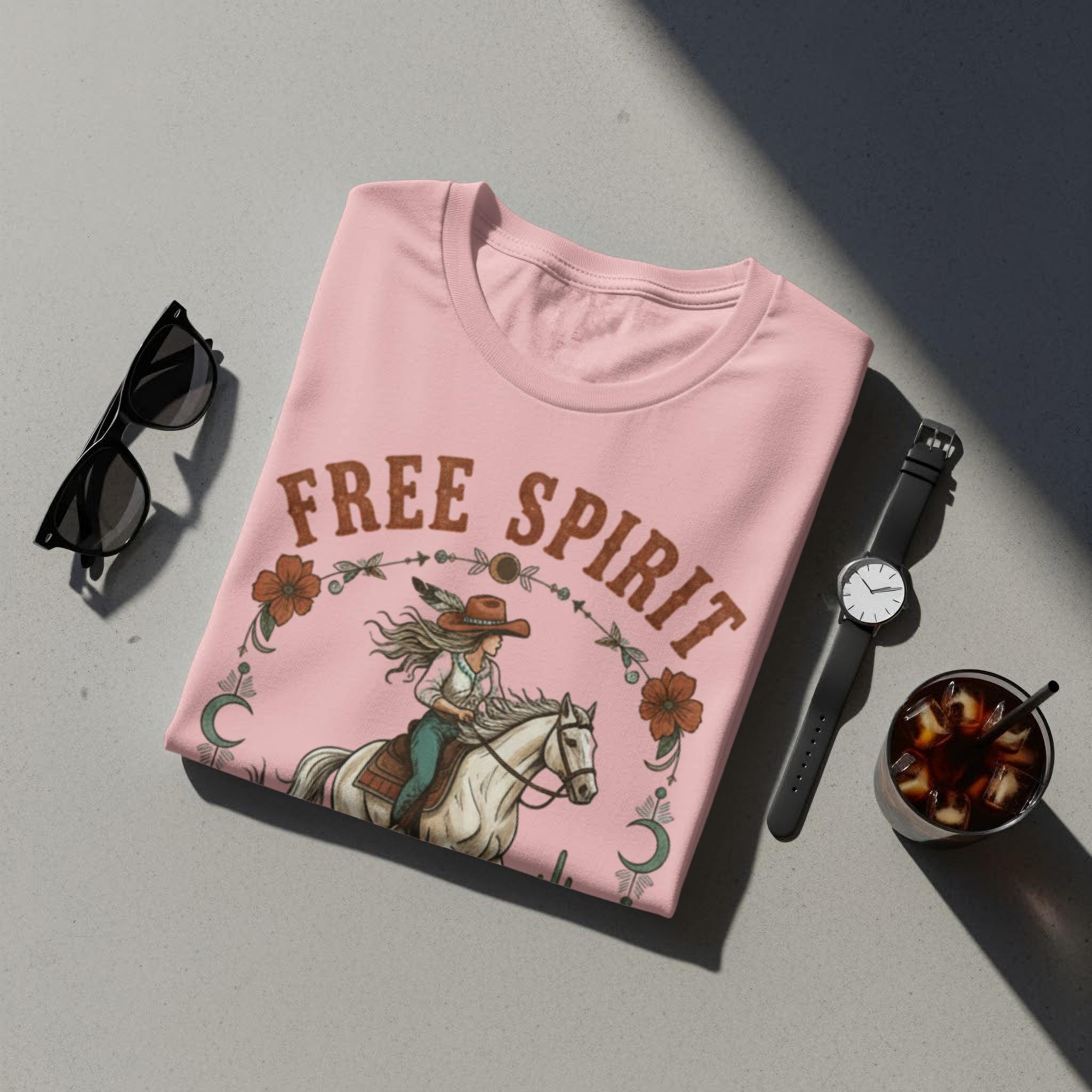 Free Spirit Graphic T-Shirt, Cowboy Horse Riding Shirt, Western Themed Tee, Vintage Style Gift, Casual Outfit