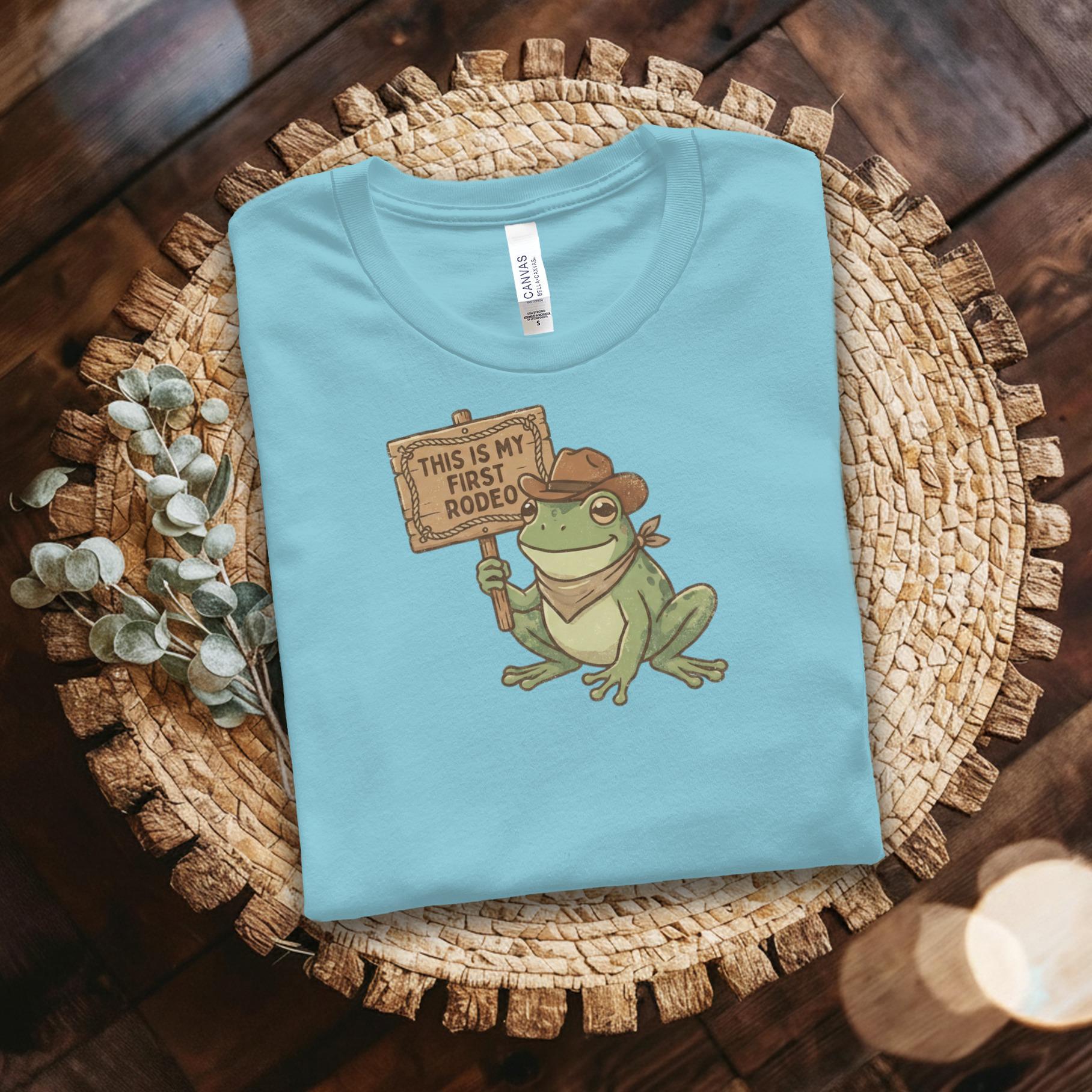 This is My First Rodeo Frog TShirt, Cute Frog Graphic Tee, Funny Frog Shirt, Cowboy Frog Shirt, Frog Lover Gift, Western Rodeo Apparel