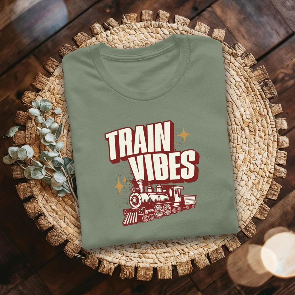 Train Vibes T Shirt, Retro Train Tee, Vintage Style T-Shirt, Locomotive Shirt, Train Lover Gift, Steam Train Shirt, Railroad T Shirt