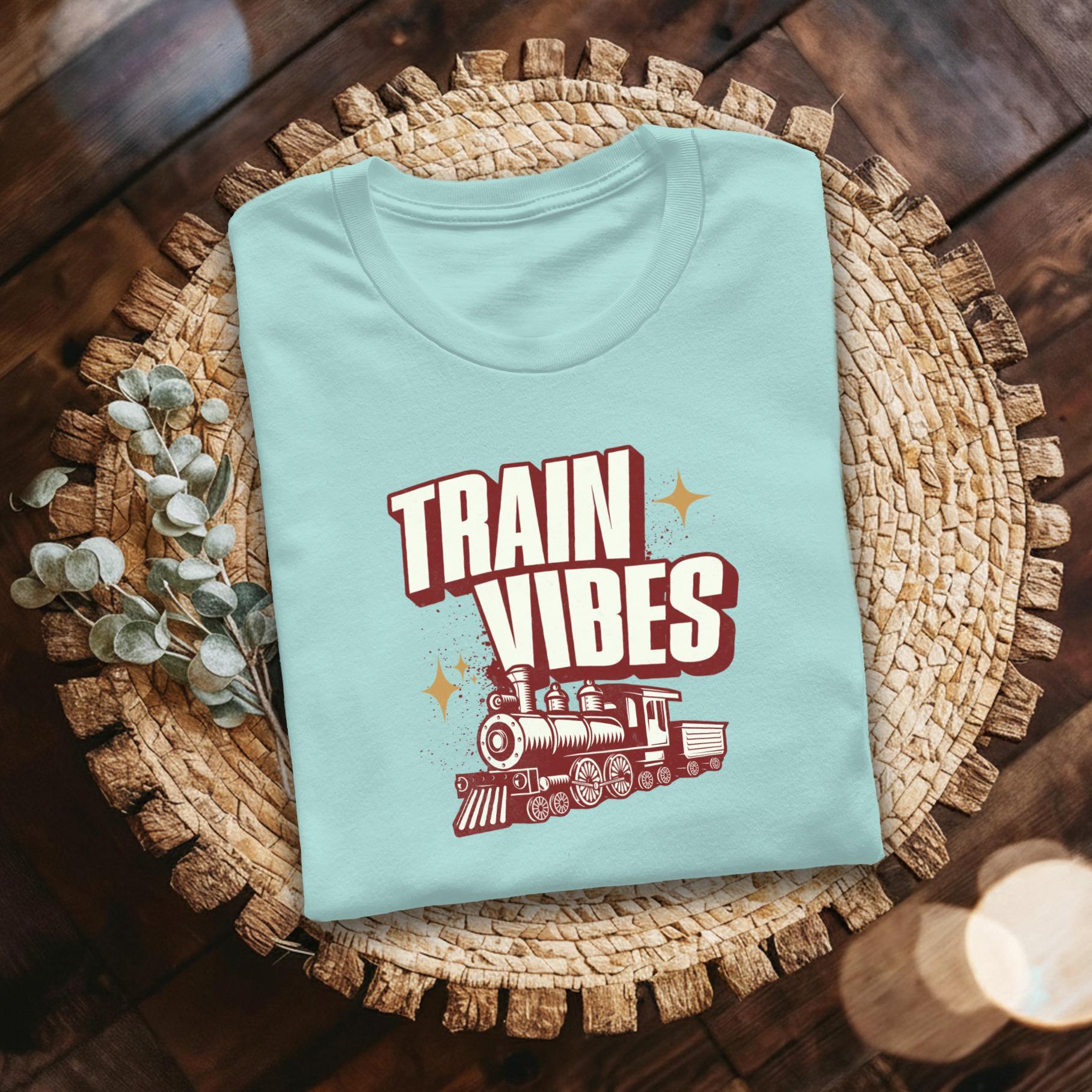 Train Vibes T Shirt, Retro Train Tee, Vintage Style T-Shirt, Locomotive Shirt, Train Lover Gift, Steam Train Shirt, Railroad T Shirt
