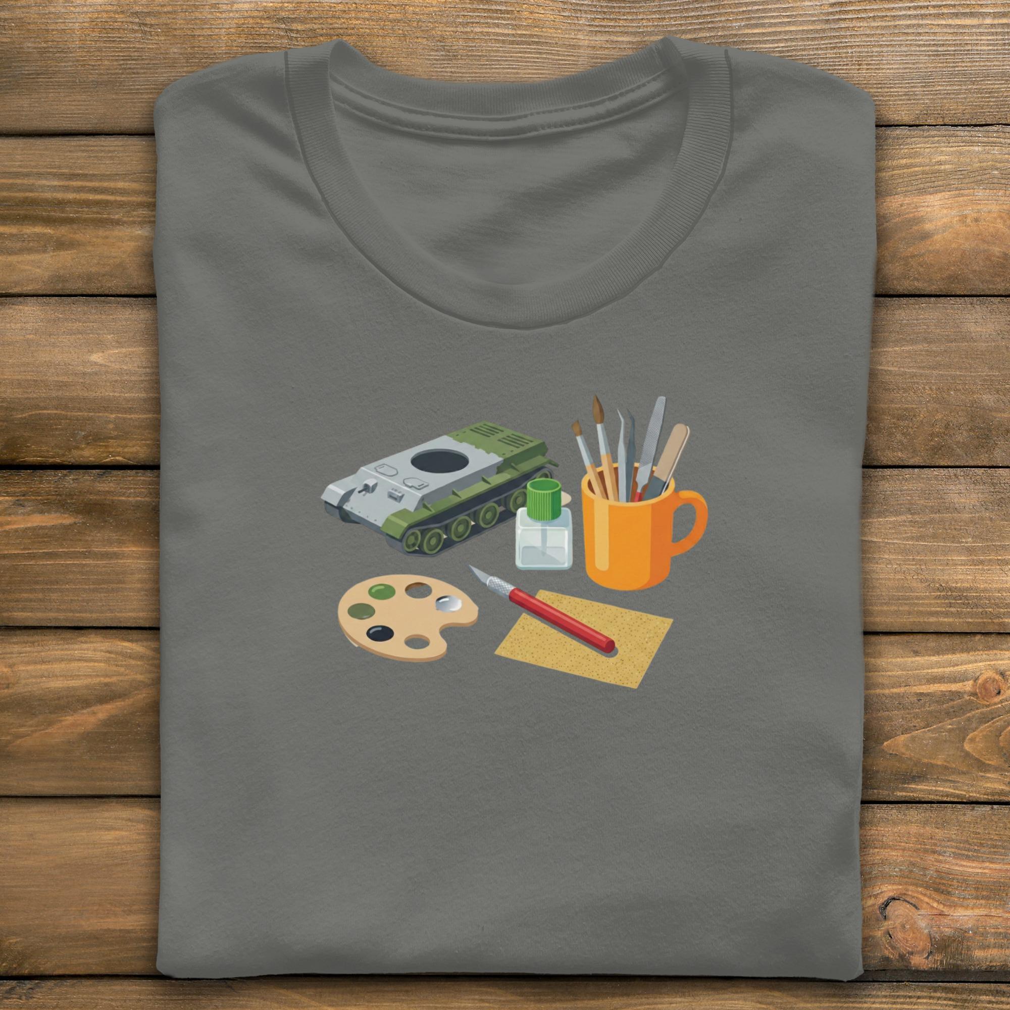 Tank Model Builder T-Shirt, Hobbyist Gift Tee, Military Model Tank, Scale Model T Shirt, Modeler Gift Idea, Modeling Tools T-Shirt