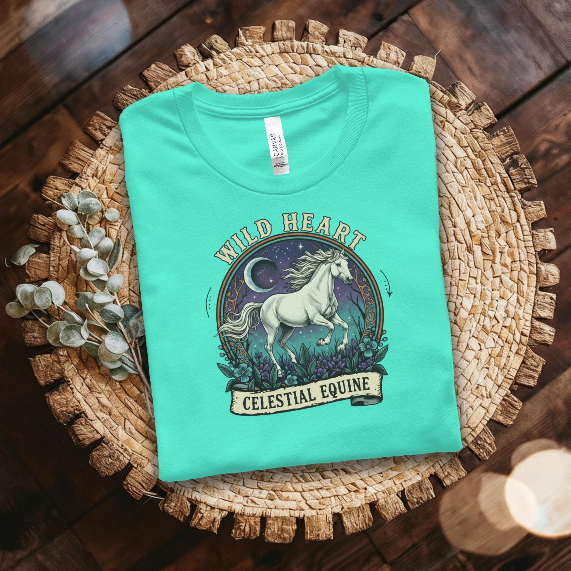 Wild Heart Celestial Equine T-Shirt, Horse Lover Tee, Unique Graphic T Shirt, Artistic Animal Tee, Nature Inspired Shirt, Trending Design