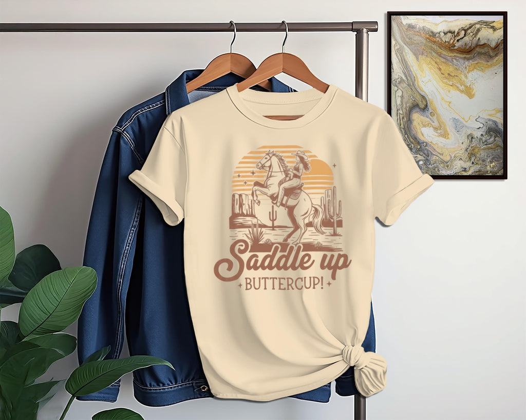 Saddle Up Buttercup T-Shirt, Western Cowgirl Tee, Horse Riding Shirt, Desert Scene Shirt, Country Girl T-Shirt, Cowboy T-Shirt