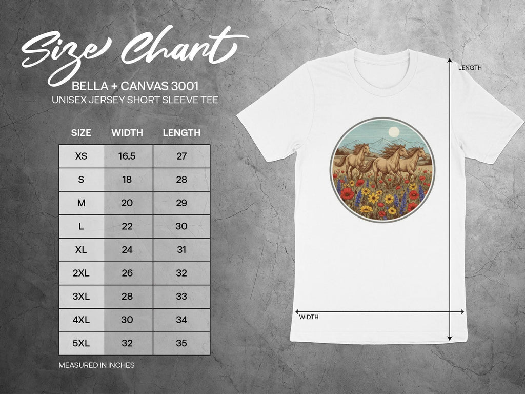 Horses T-Shirt, Wild Horses, Running Horses, Flower Field Shirt, Nature Shirt, Animal Shirt, Graphic Tee, Vintage Horses Tee