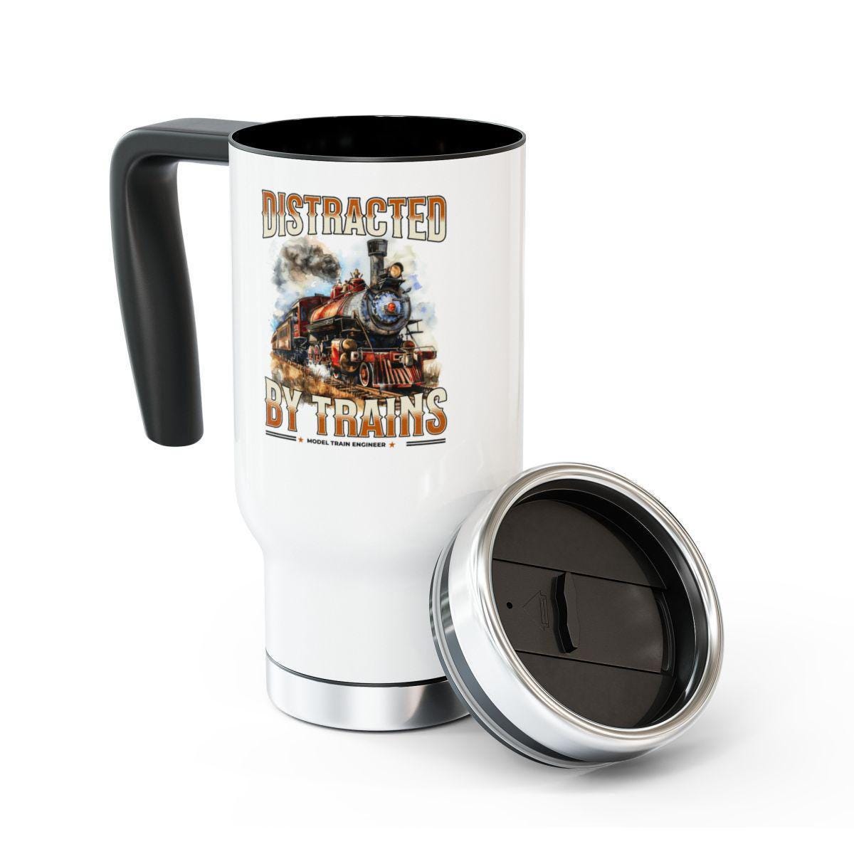 Distracted by Trains Mug, Train Lover Gift, Model Train Engineer Present, Train Enthusiast Mug, Locomotive Mug, Train Gift Idea