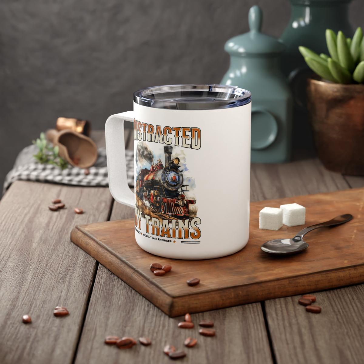 Distracted by Trains Mug, Train Lover Gift, Model Train Engineer Present, Train Enthusiast Mug, Locomotive Mug, Train Gift Idea