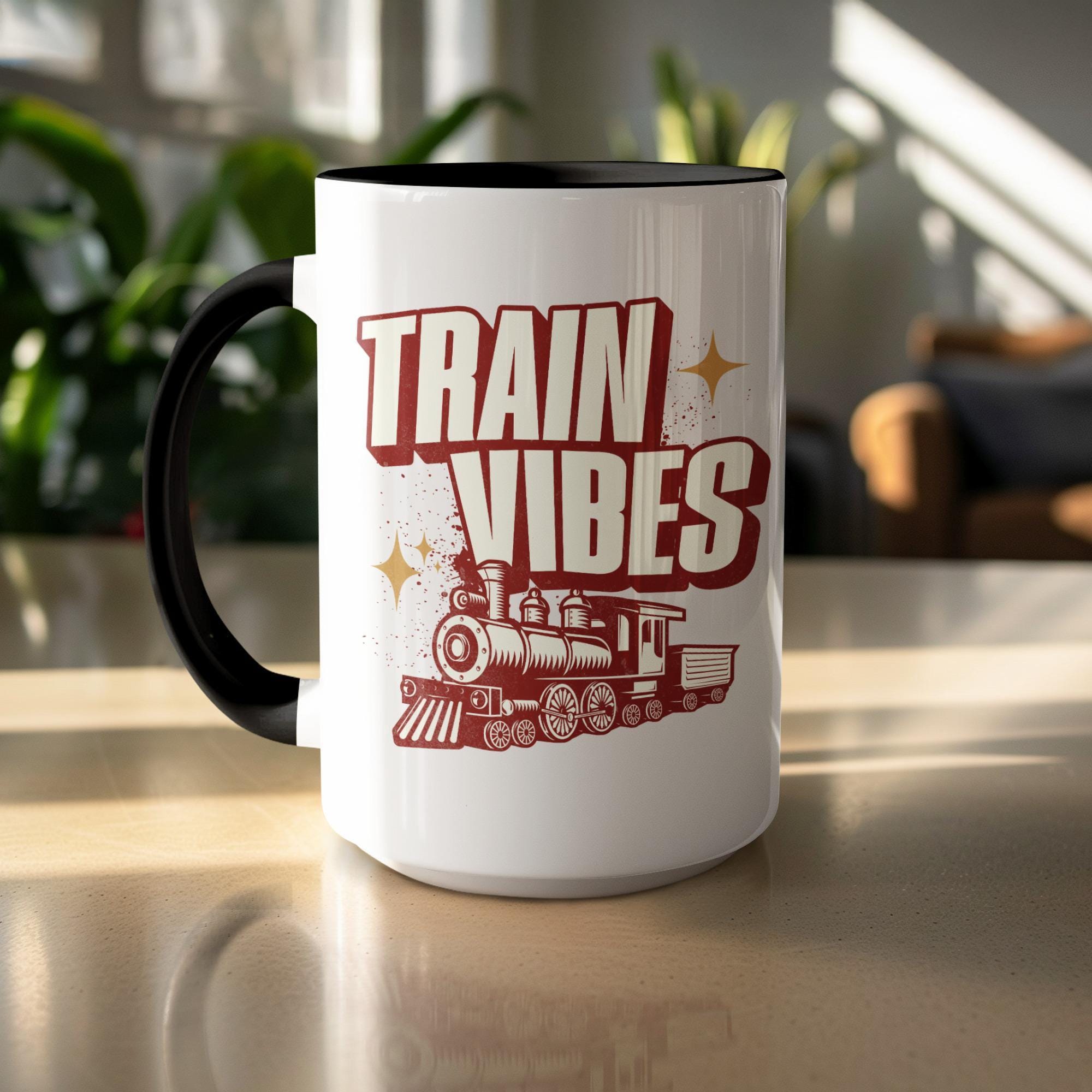 Train Vibes Mug, Locomotive Mug, Vintage Train Coffee Mug, Train Lover Gift, Train Enthusiast Mug, Railroad Mug, Steampunk Mug, Gift Idea