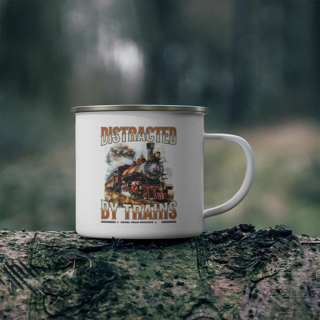 Distracted by Trains Mug, Train Lover Gift, Model Train Engineer Present, Train Enthusiast Mug, Locomotive Mug, Train Gift Idea