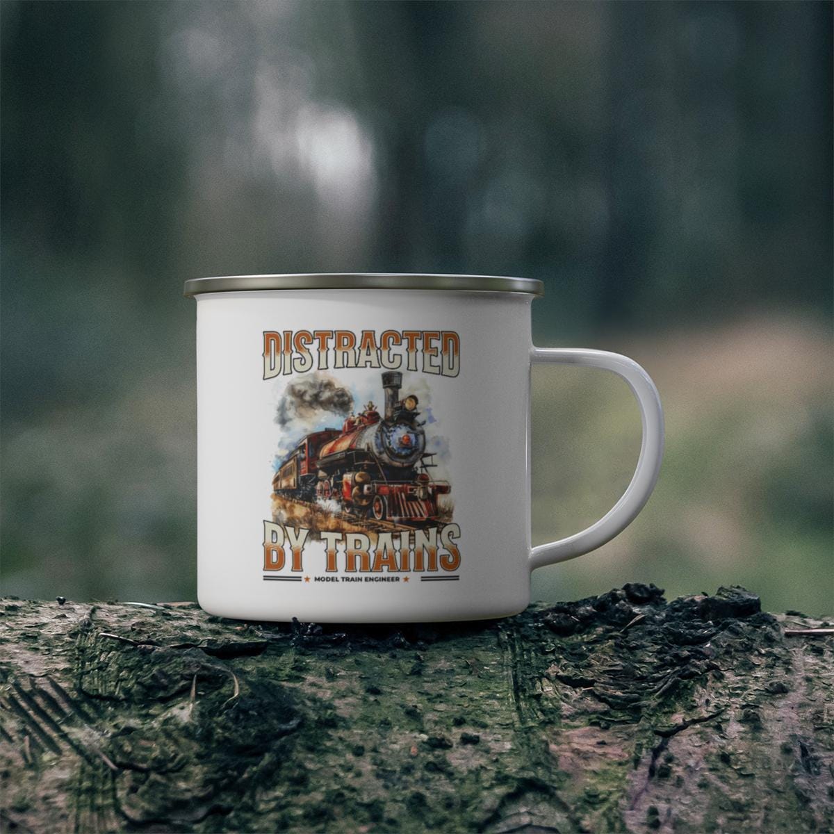 Distracted by Trains Mug, Train Lover Gift, Model Train Engineer Present, Train Enthusiast Mug, Locomotive Mug, Train Gift Idea
