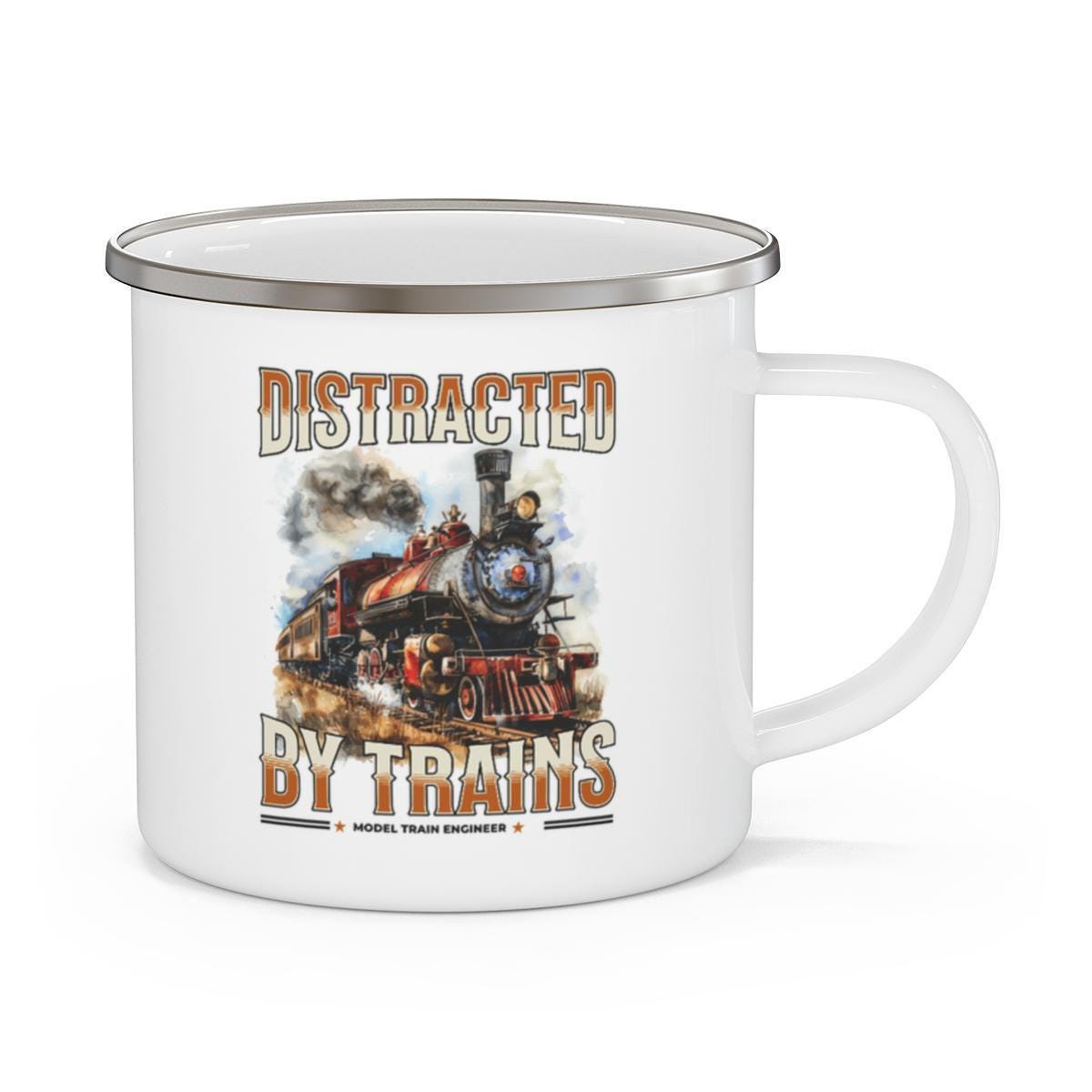 Distracted by Trains Mug, Train Lover Gift, Model Train Engineer Present, Train Enthusiast Mug, Locomotive Mug, Train Gift Idea