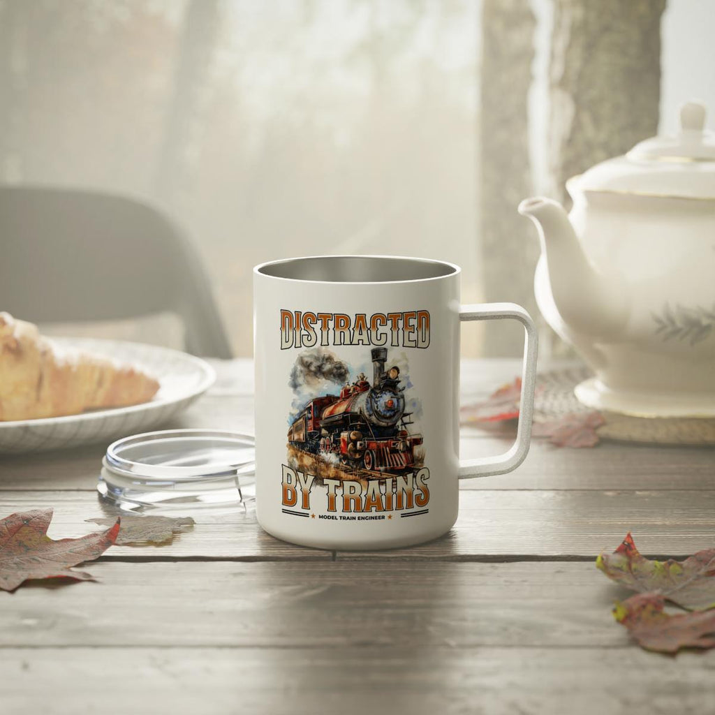 Distracted by Trains Mug, Train Lover Gift, Model Train Engineer Present, Train Enthusiast Mug, Locomotive Mug, Train Gift Idea